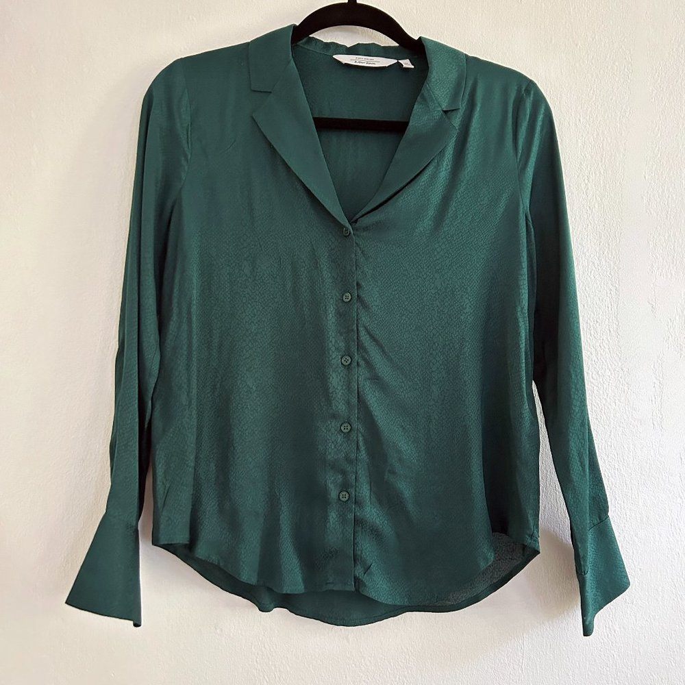 & Other Stories Jacquard Dark Green Blouse